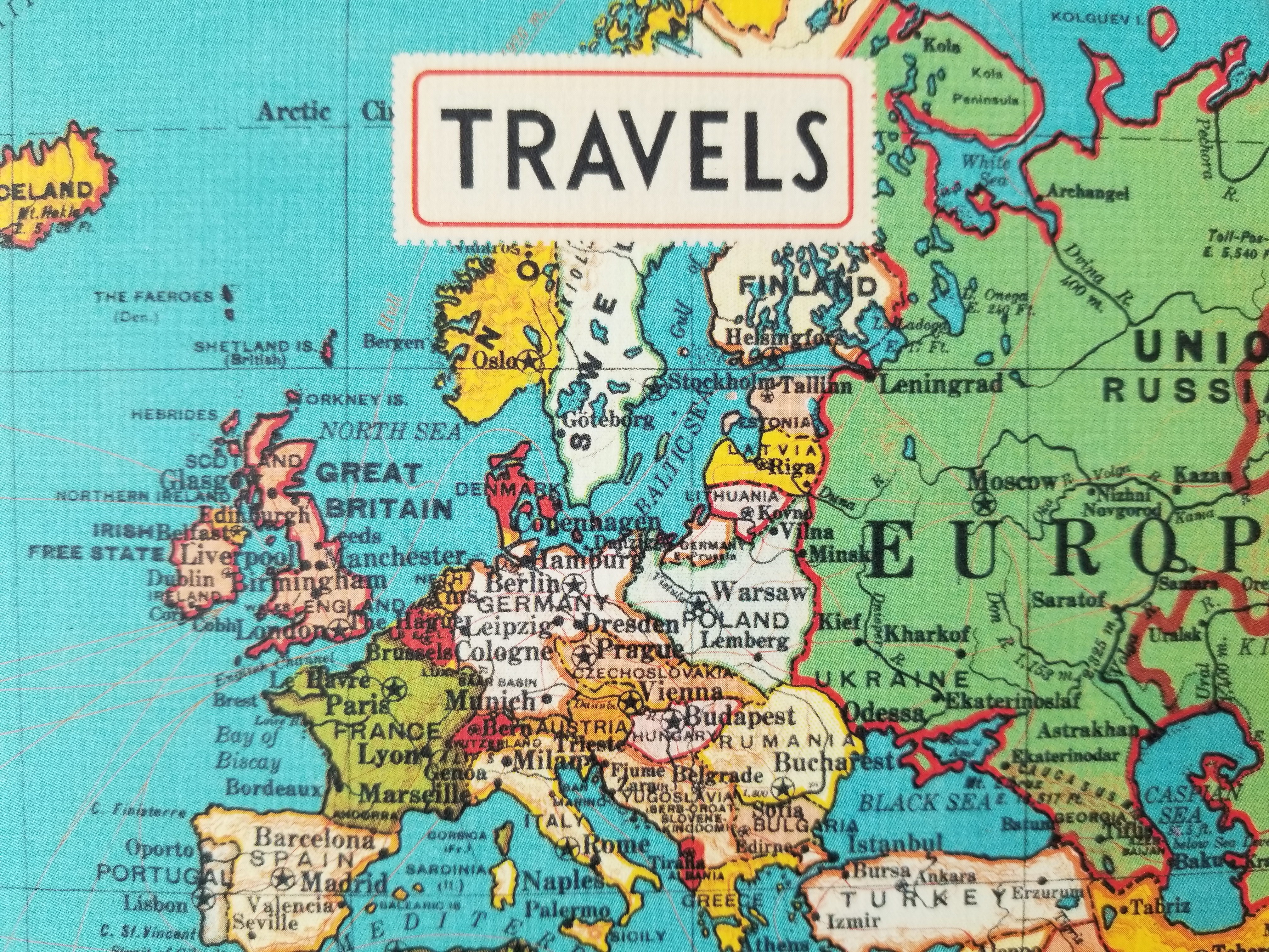 Travel image map of Europe